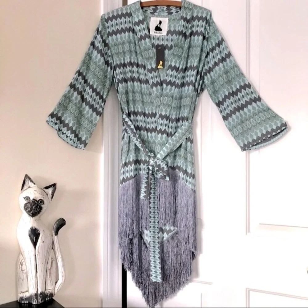 Fringe Hem Kimono, Handmade in Indonesia - Picture 3 of 9